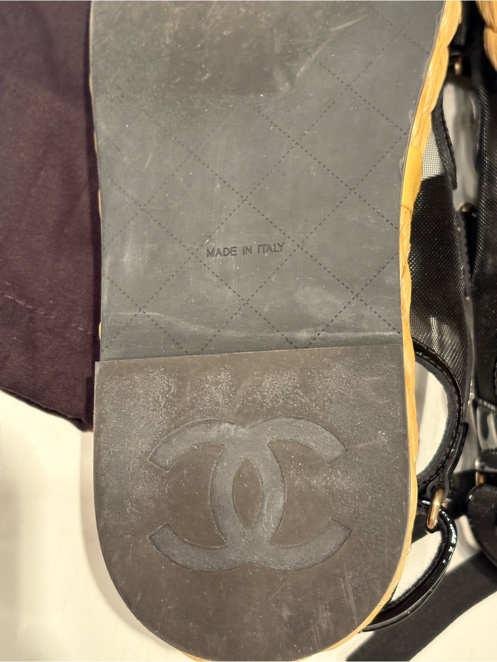 CHANEL Black Canvas and Natural Rope Espadrille Sandals - Picture 9 of 11